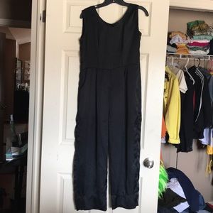 Black Satin Sleeveless Jumpsuit